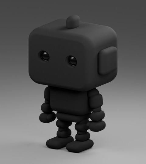 Our matte-black robot, patiently waiting for something to do.